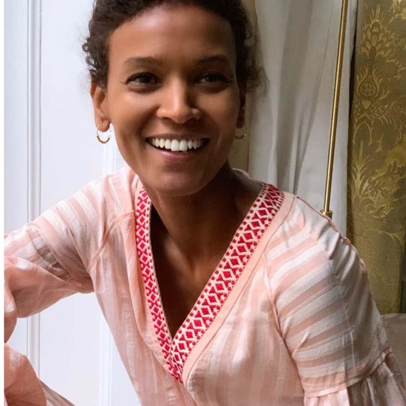 NWOT Lemlem Nefasi Striped Cotton Blend Blouse - Picture 7 of 14